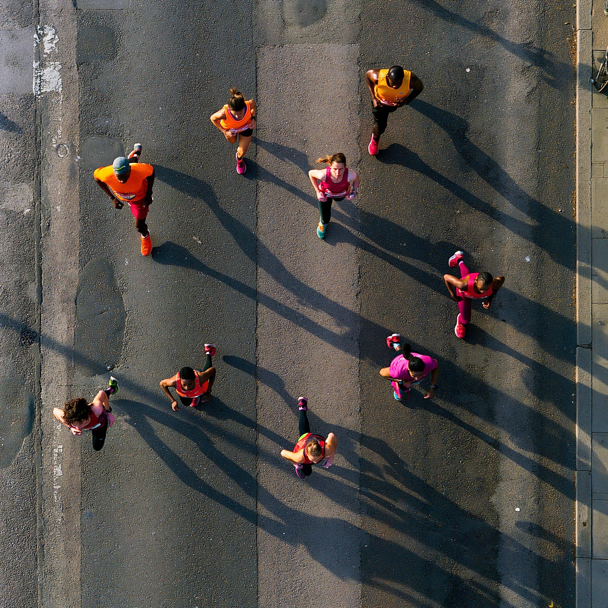 Runners seen from above